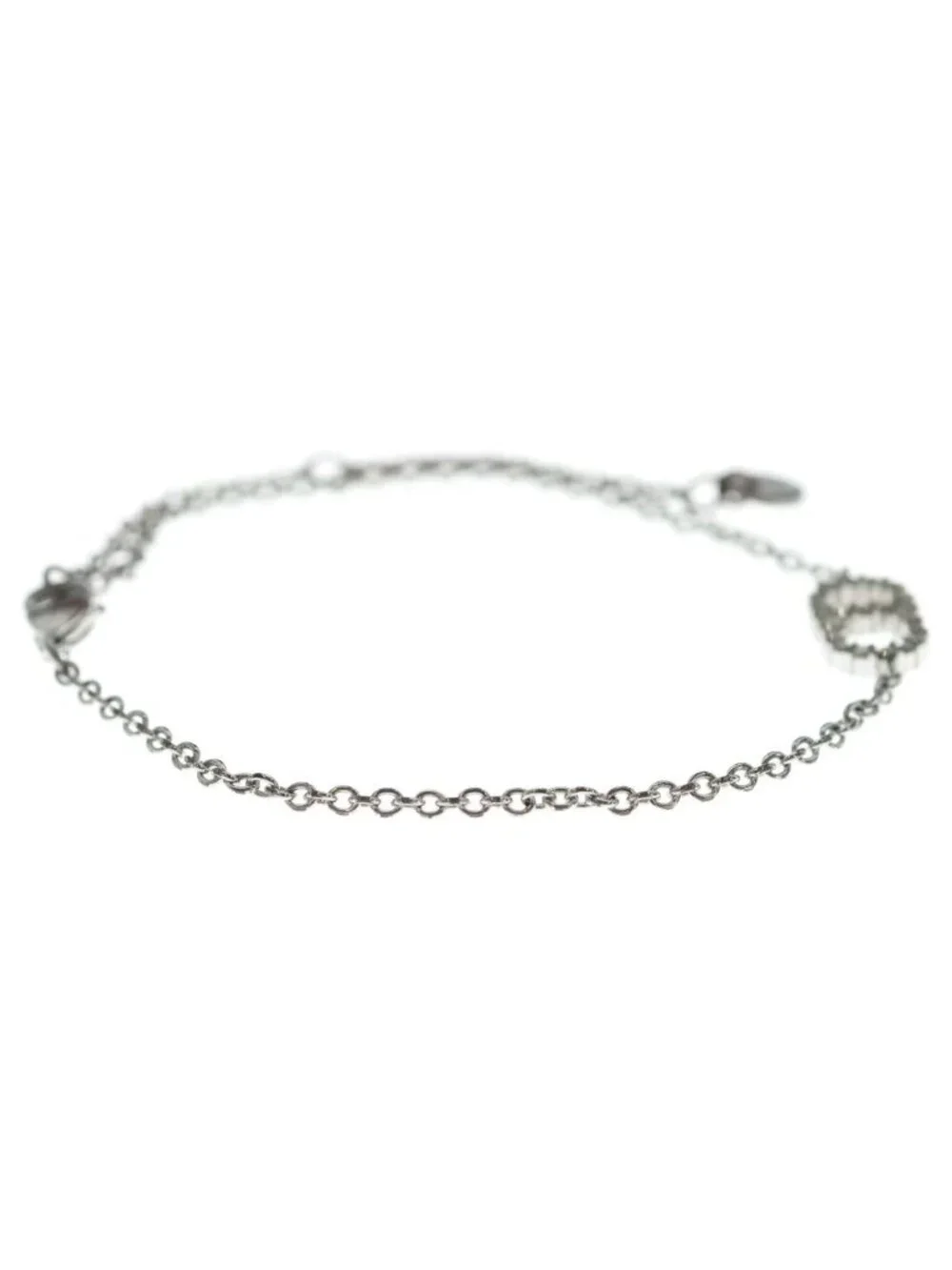 Dior CD Logo Rhinestone Bracelet Silver Chain